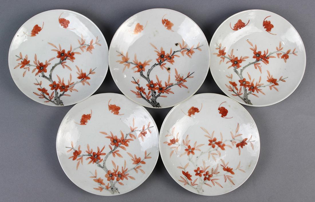 Chinese Porcelain Dishes, Flowers/Bats (1 of 3)