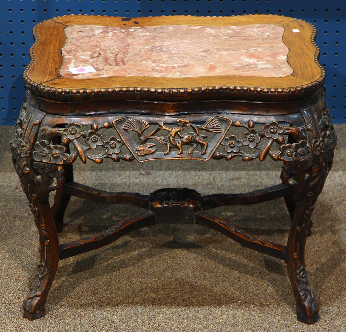 Chinese Marble Inset Side Table (1 of 3)