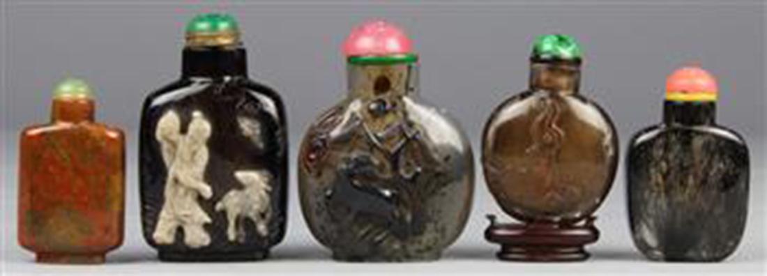 Chinese  Quartz, Jasper, Crystal Snuff Bottles (1 of 6)
