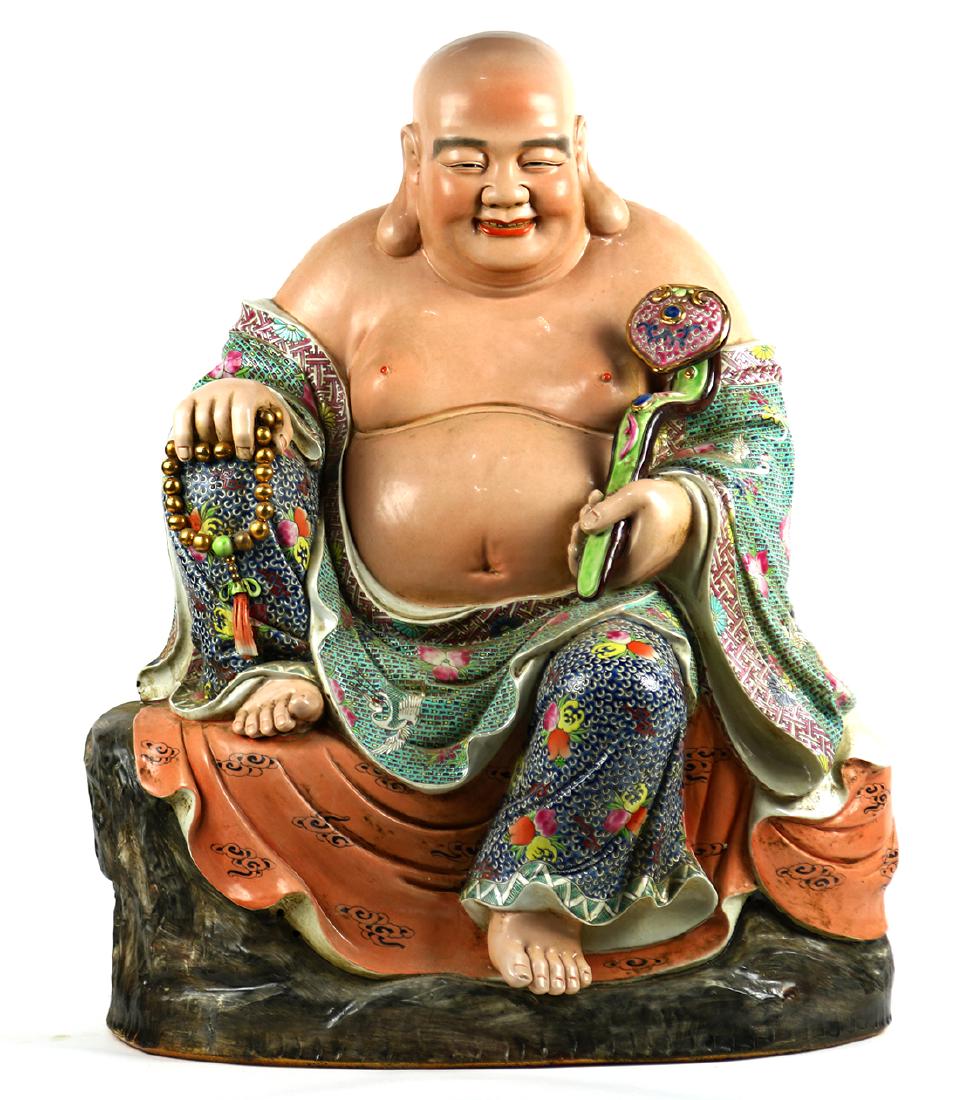 Chinese Large Porcelain Budai (1 of 4)