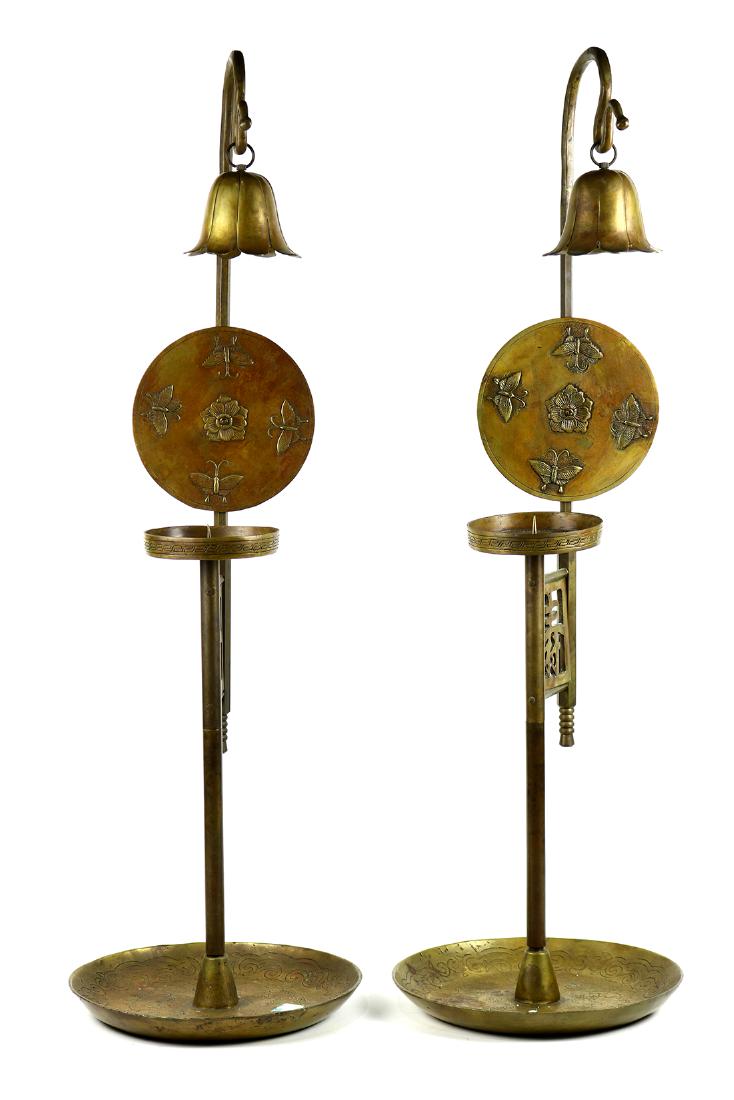 Japanese/Korean  Pair of  Brass Candle Holders (1 of 2)