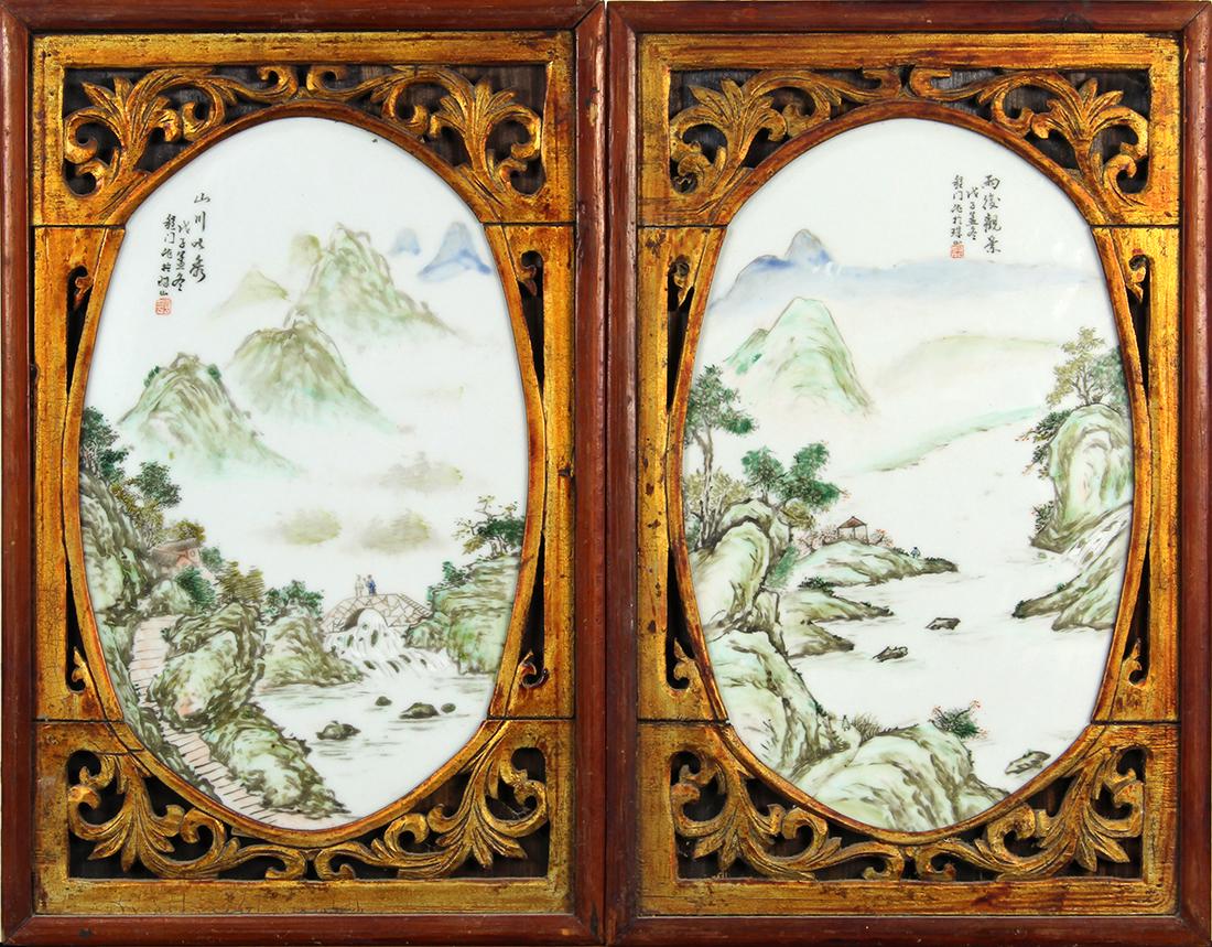Chinese Porcelain Landscape Plaques (1 of 3)