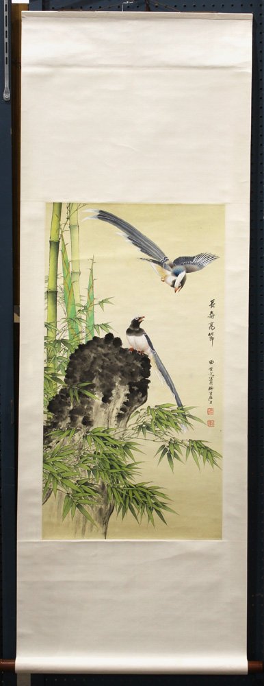 Chinese Scroll, Manner of Tian Shiguang, Birds (1 of 3)