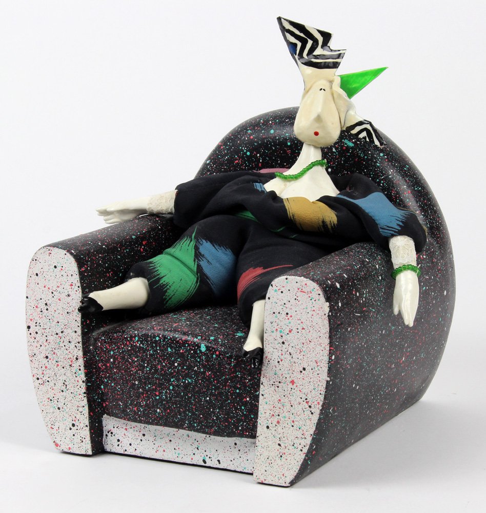 Poupee Millet doll with chair, the leg signed "Pablo",: Poupee Millet doll with chair, the leg signed "Pablo", 8.5"h