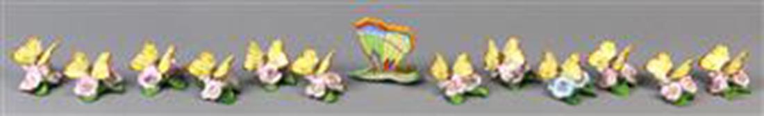 (lot of 13) Herend porcelain placecard holders, each as: (lot of 13) Herend porcelain placecard holders, each as a polychrome decorated butterfly, largest: 2.5"l