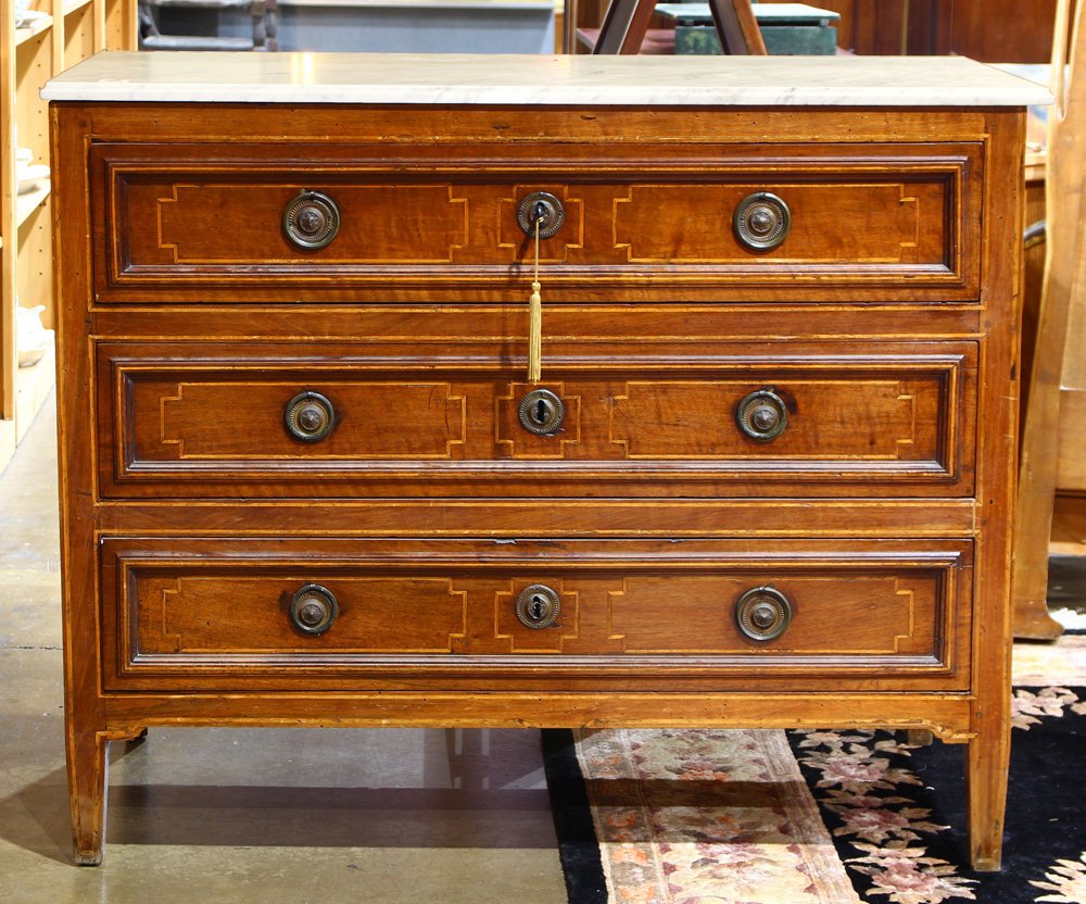 An Italian Neoclassical inlaid walnut chest of drawers (1 of 3)