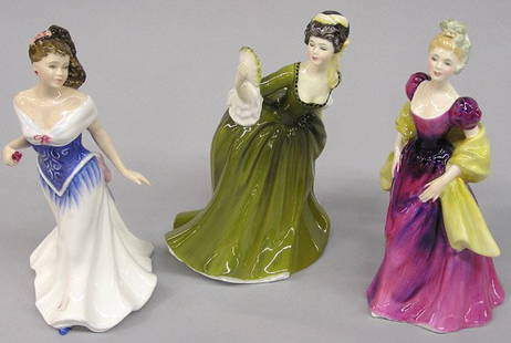 Royal Doulton figures: Royal Doulton porcelain figures, ''Simone'' ''For You'' and ''Loretta'', all in very good condition, tallest figure 8''