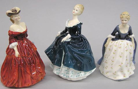 Three Royal Doulton Figurines of Beauties: Three Royal Doulton Figurines of Beauties: ''Vivienne,'' ''Janine,'' ''Alison'' Very good condition, tallest figure 8''