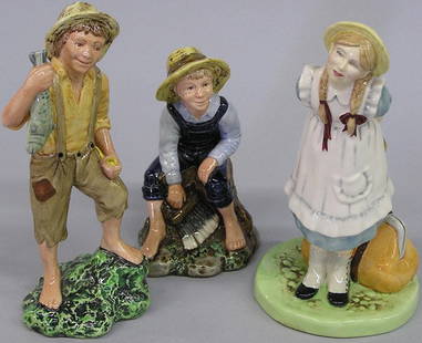 Royal Doulton porcelain figures: Royal Doulton figures, ''Huckleberry Finn'', ''Tom Sawyer'' and ''Pollyanna''