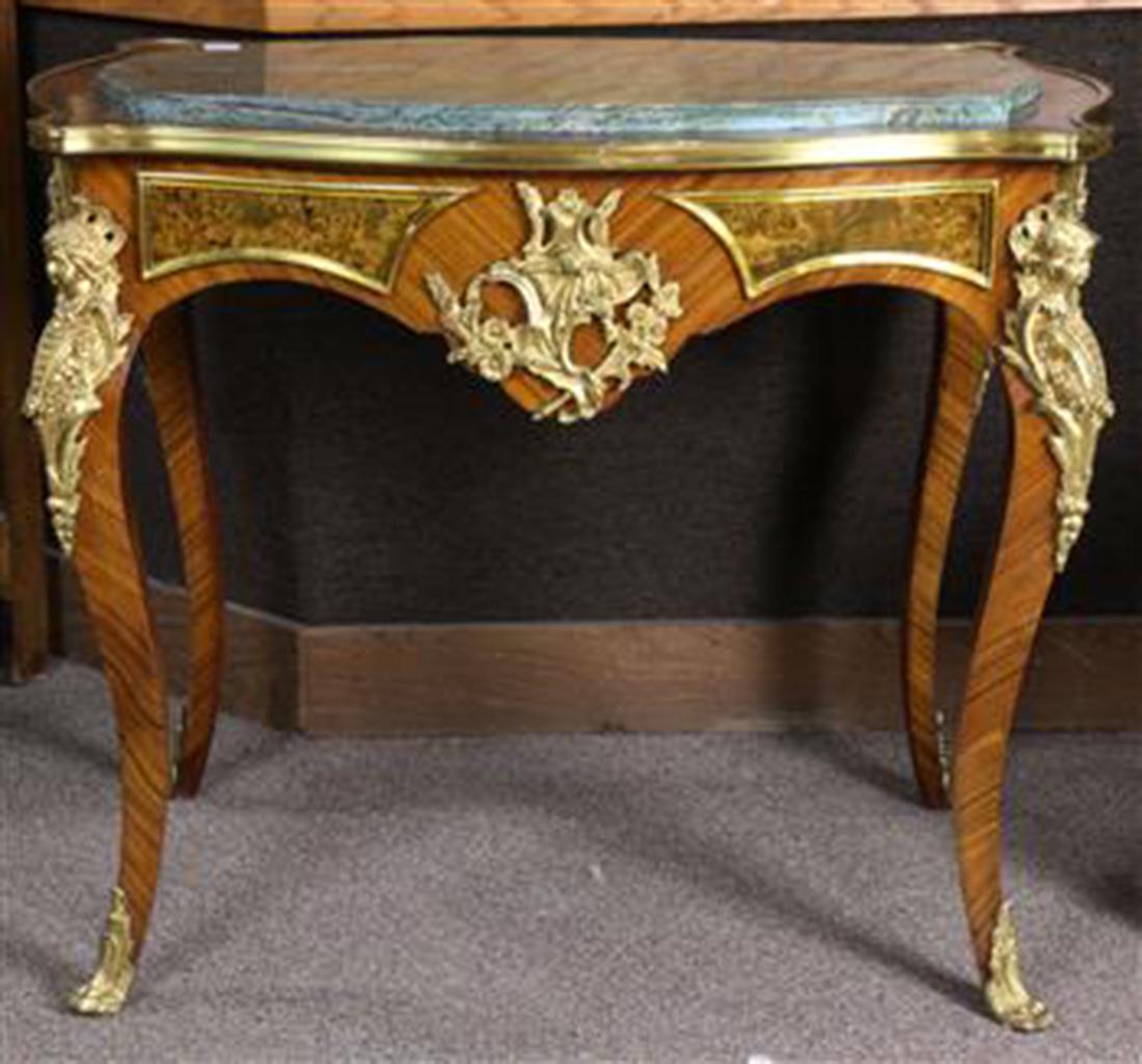 Louis XV style gilt bronze mounted marble top table (1 of 5)