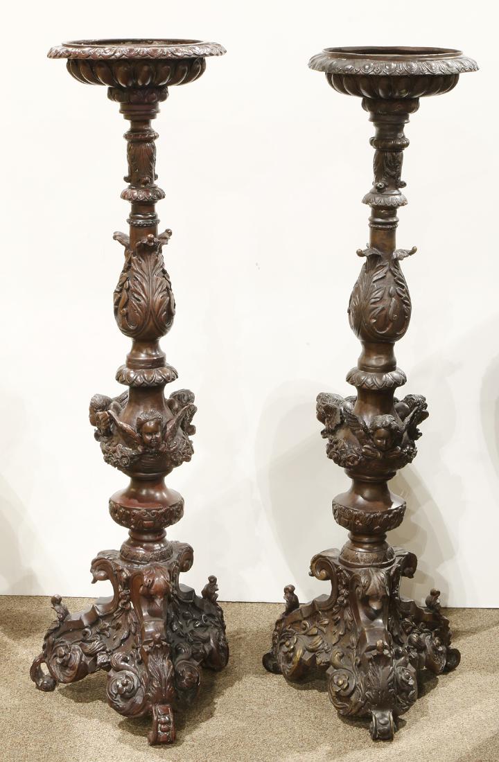 Maitland-Smith patinated bronze torchieres (1 of 3)