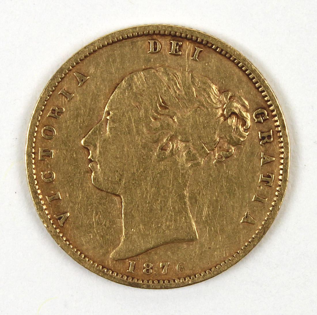 1876 Great Britain 1/2 Sovereign Gold Coin (1 of 2)