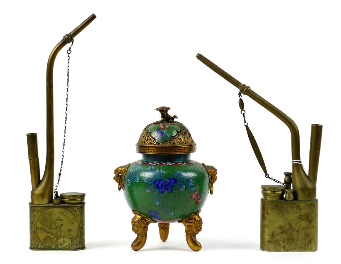 Chinese Cloisonne Censer and Pipes (1 of 5)
