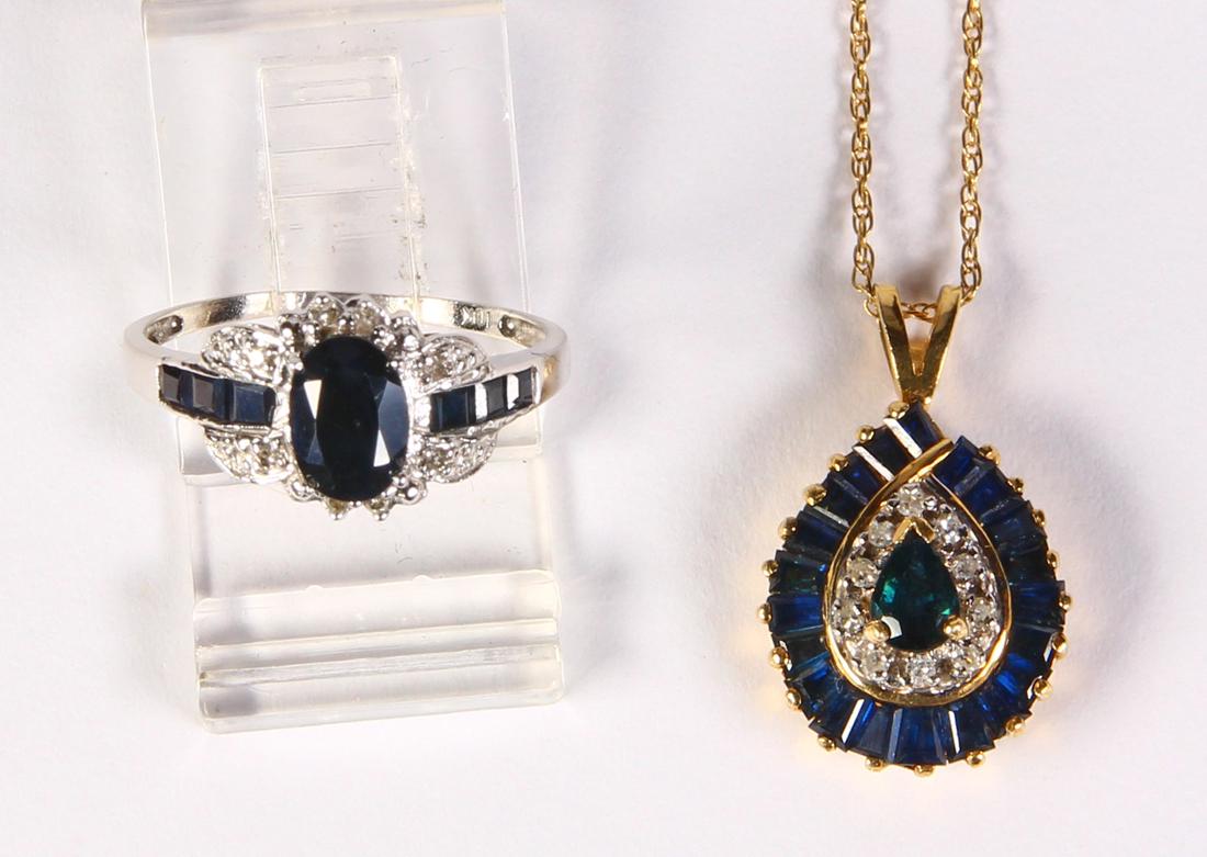 (Lot of 2) Sapphire, diamond and gold jewelry (1 of 2)