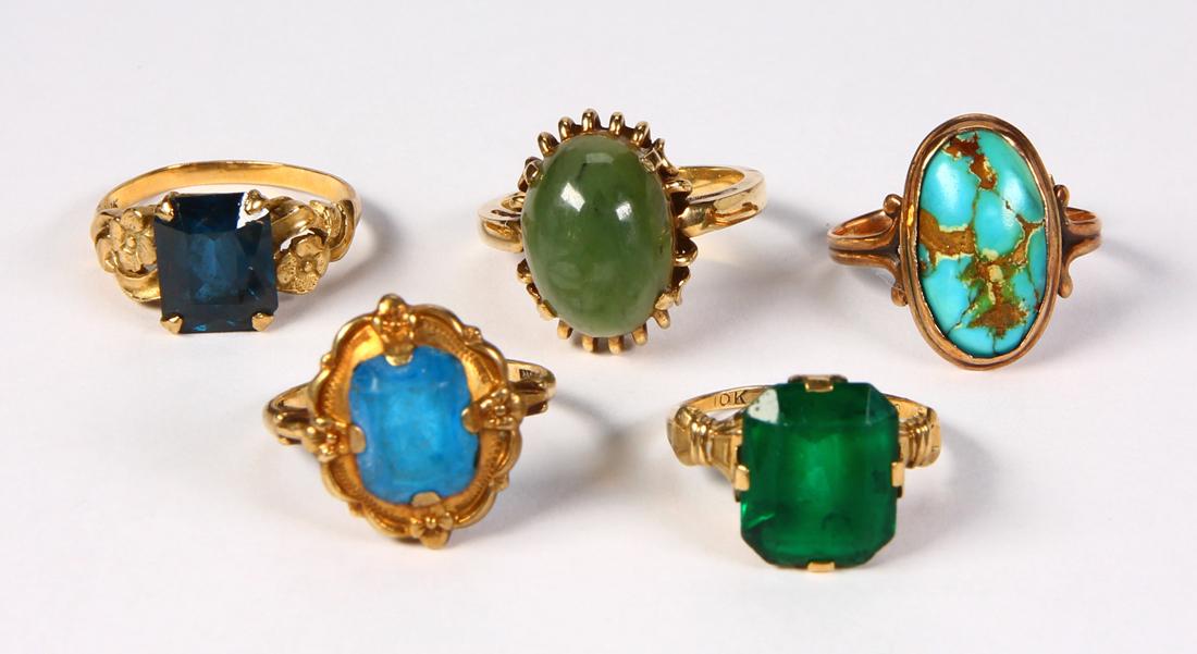 (Lot of 5) Multi-stone and 10k yellow gold rings (1 of 3)
