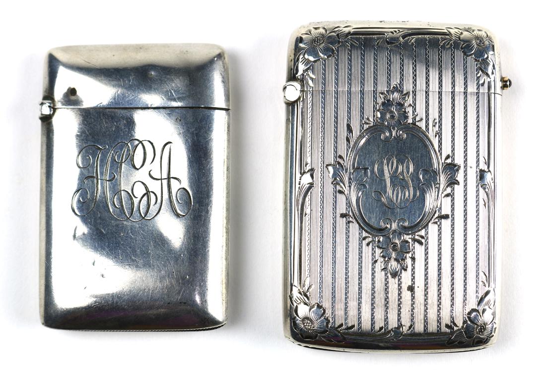 (lot of 2) Edwardian sterling silver match boxes, each (1 of 2)