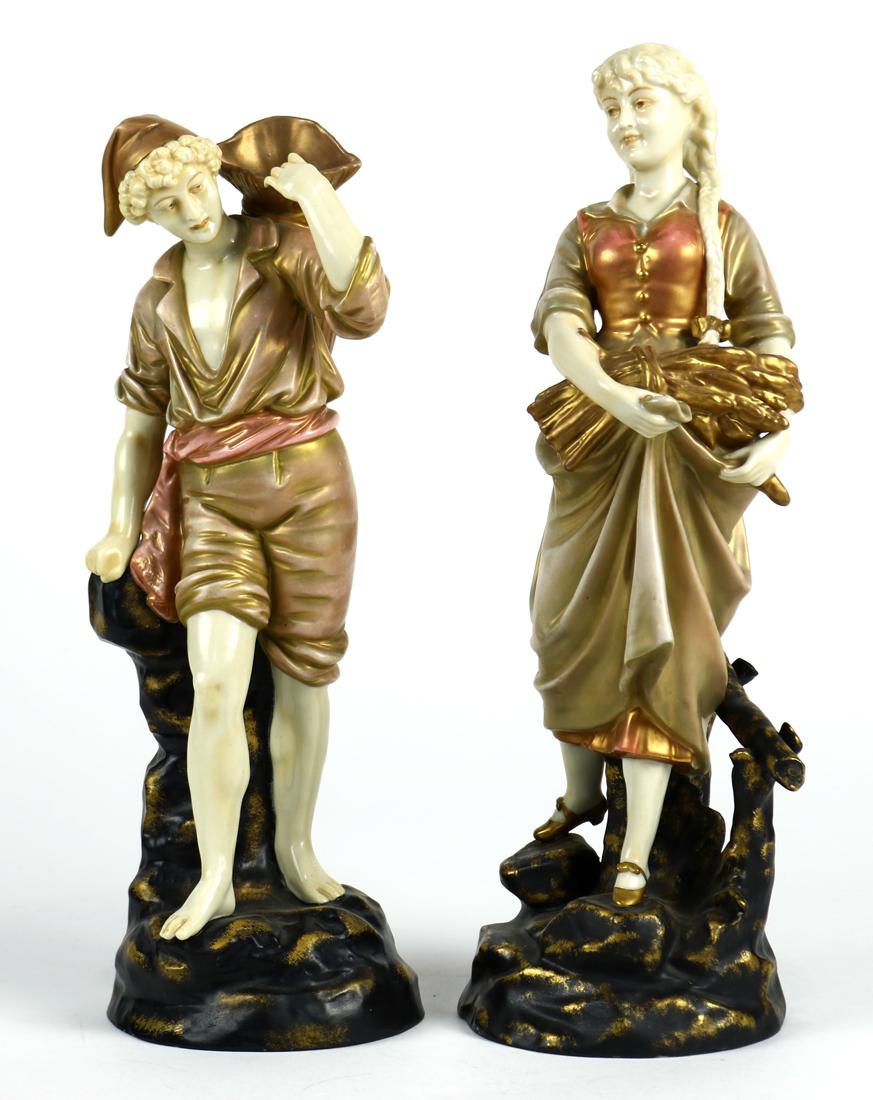 (lot of 2) German Rudolstadt porcelain figural group, (1 of 10)