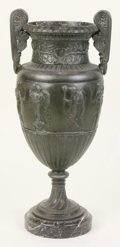 Neoclassical style patinated bronze urn, having a (1 of 4)