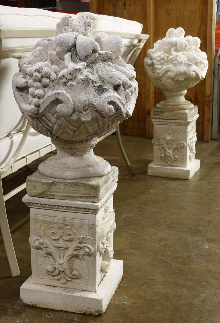 Pair of outdoor cement garden elements depicting (1 of 1)