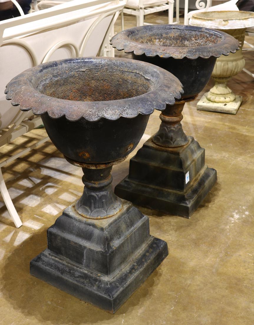 Pair of Victorian patinated metal garden urns (1 of 1)