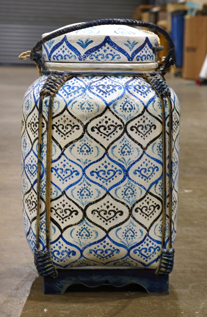 Chinese style paint decorated handled basket (1 of 1)