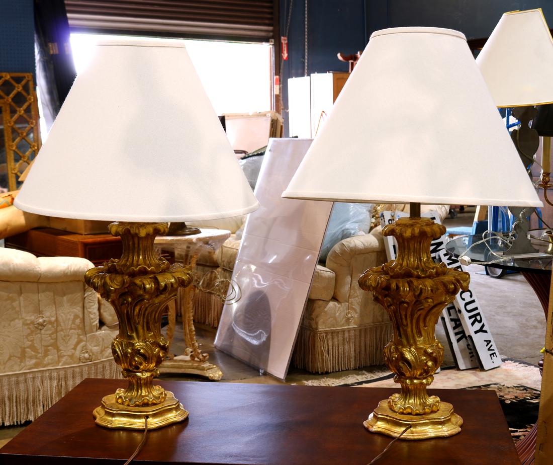 (lot of 2) Louis XV style giltwood lamps (1 of 1)
