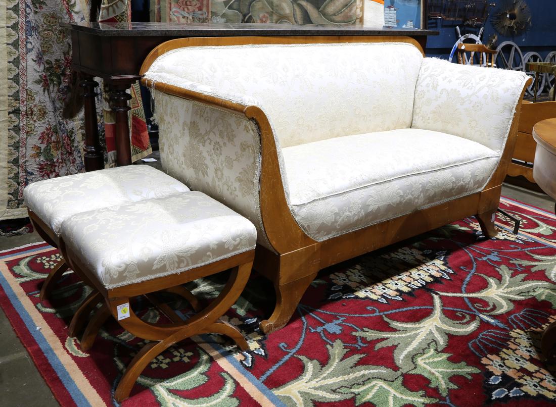 (lot of 3) Biedermeier seating group, consisting of a (1 of 2)
