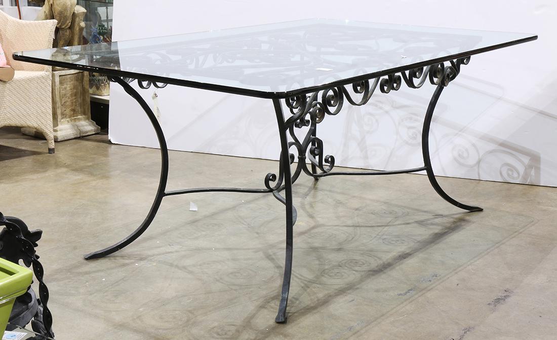 Wrought iron patio dining table, having a rectangular (1 of 2)