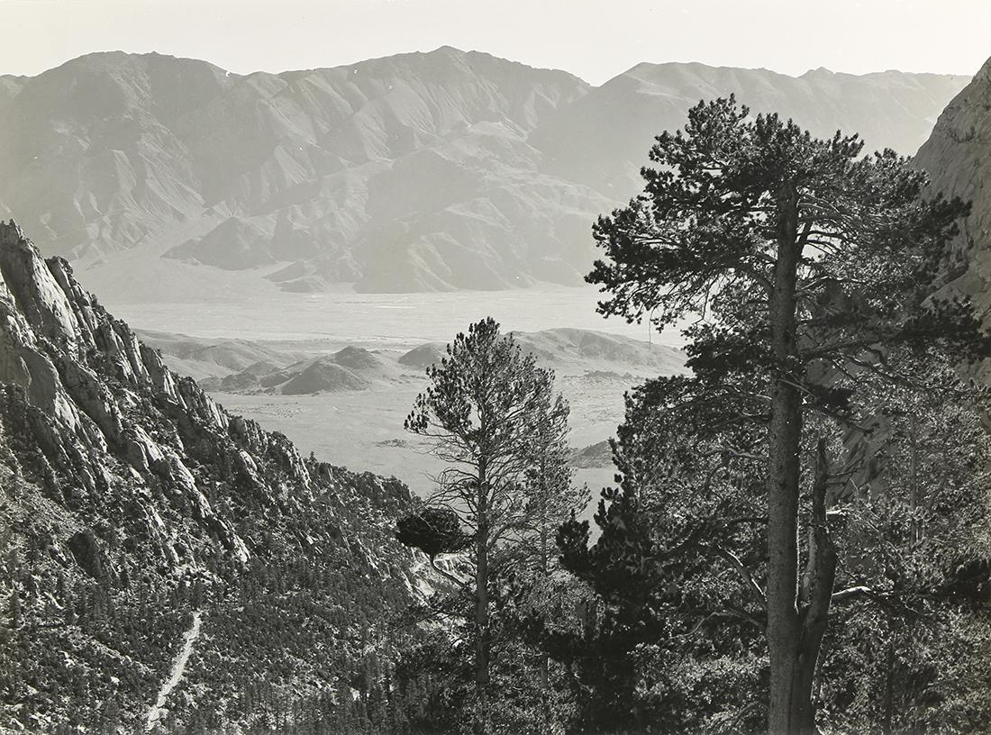 Photograph, Ansel Adams, Inyo Range from Whitney Portal: Ansel Adams (American, 1902-1984), "Inyo Range from Whitney Portal," circa 1949, gelatin silver print, titled in pen verso, artist stamp "Photograph by Ansel Adams 131 - 24th Avenue, San Francisco, NE