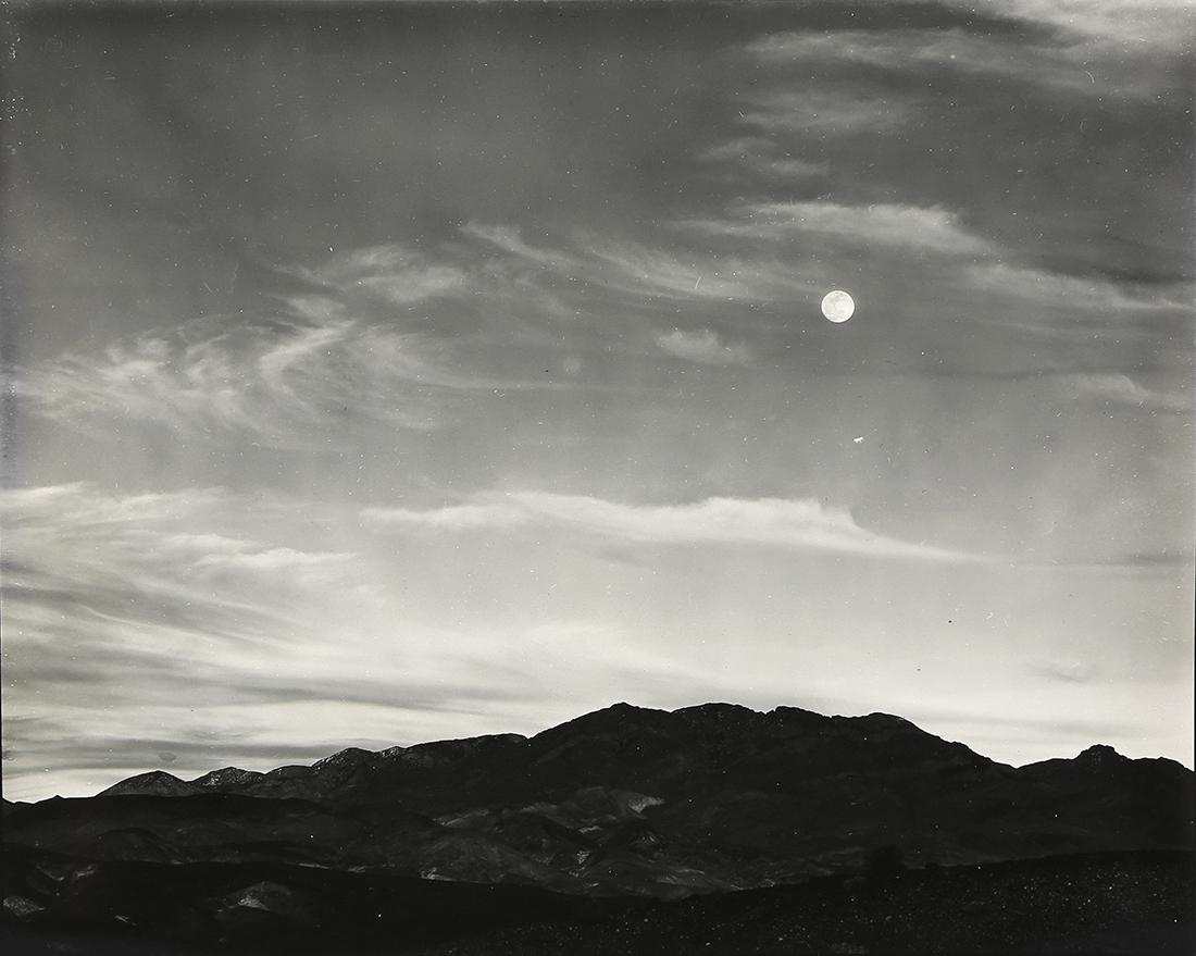 Photograph, Ansel Adams, Moonrise, Death Valley: Ansel Adams (American, 1902–1984), "Moonrise, Death Valley National Monument," circa 1949, gelatin silver print, titled in pen verso, artist stamp "Photograph by Ansel Adams 131 - 24th Avenue, San F