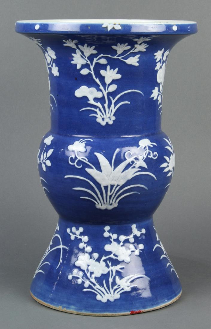 Chinese Porcelain Gu-form Vase, Flowers (1 of 6)