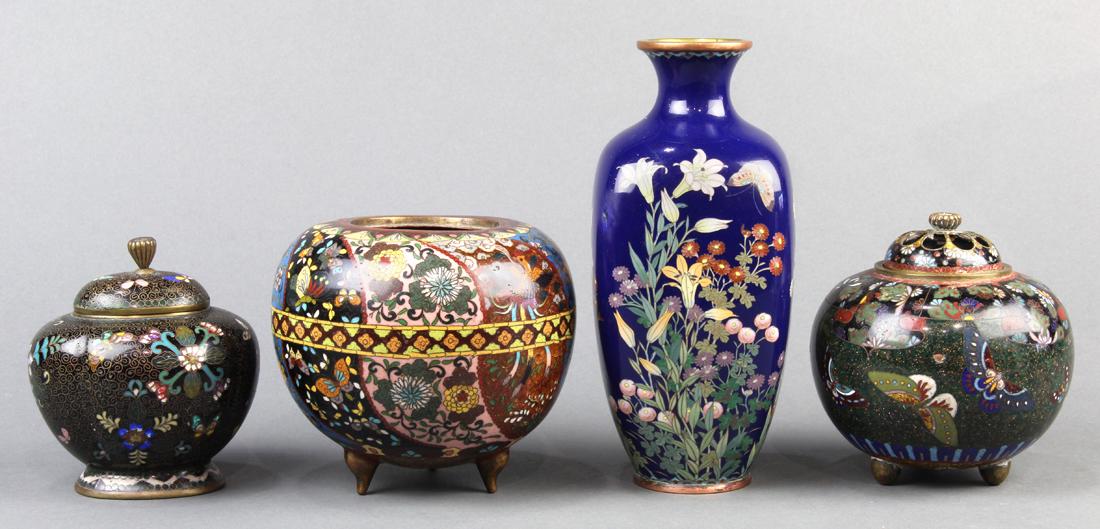 Japanese Cloisonne Vase, Censers, Jar (1 of 7)