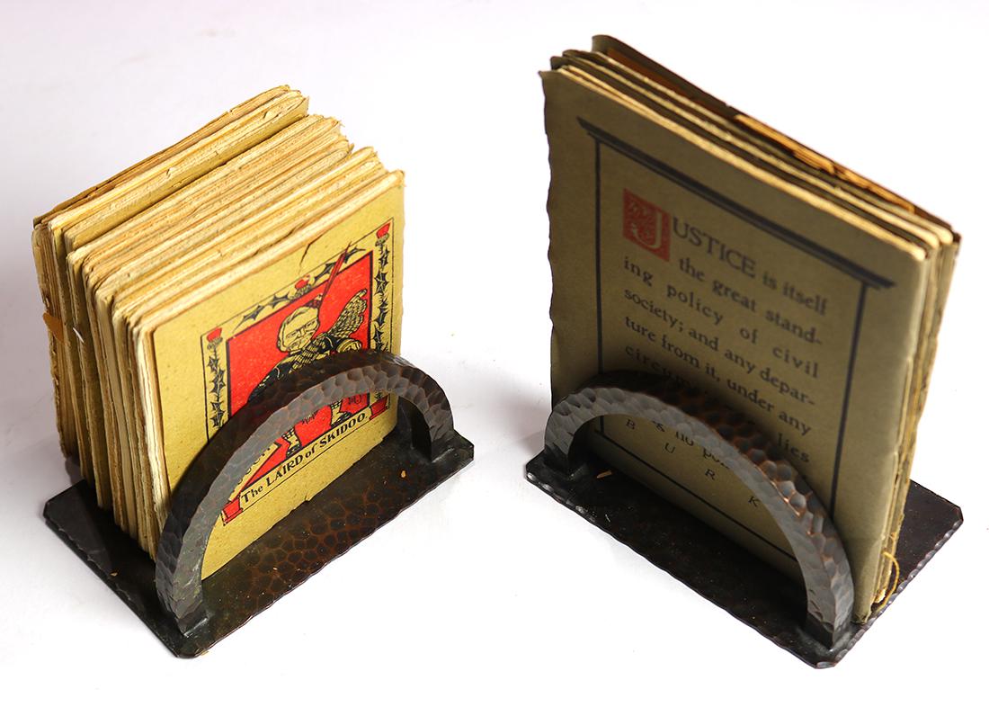 Pair of copper Roycroft bookends with vintage "Little (1 of 2)