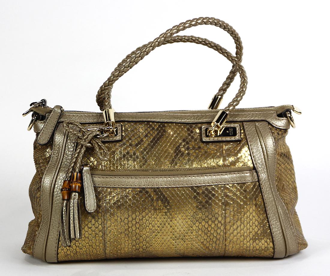 Gucci 2-Way Tote shoulder bag, having gold snake (1 of 5)