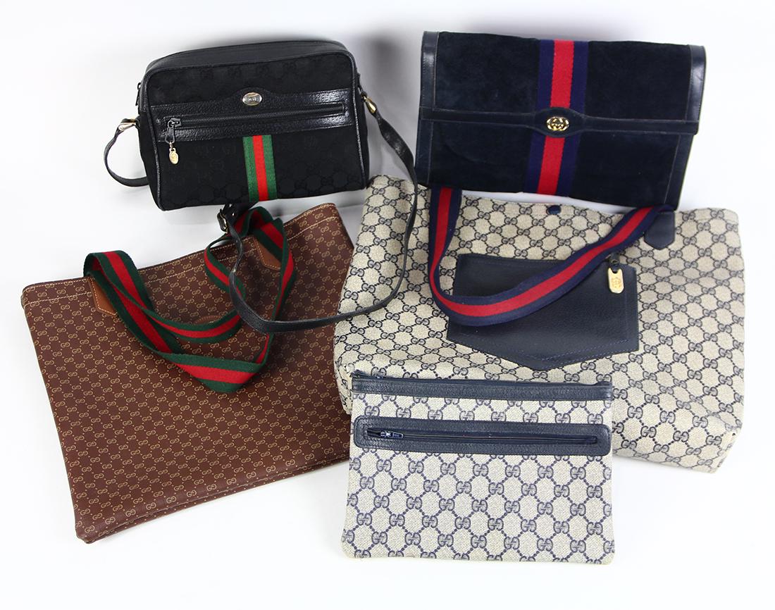 Gucci canvas and leather handbag group, consisting of (1 of 4)