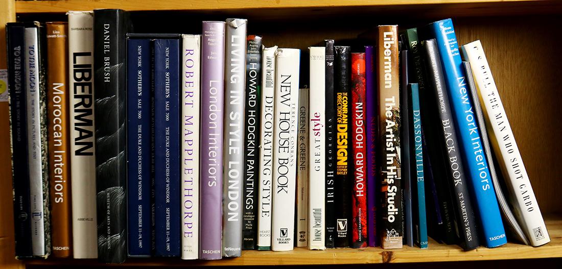 One shelf of design books including Moroccan Interiors, (1 of 1)