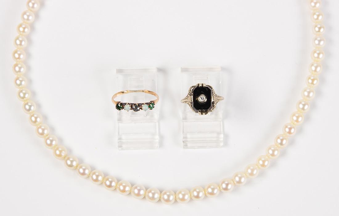 Multi-stone, diamond, cultured pearl, gold and silver (1 of 2)