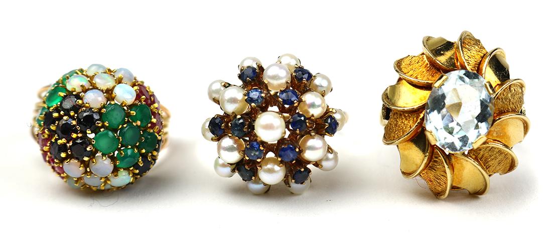 Multi-stone, yellow gold rings (1 of 2)