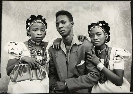 Photograph, Seydou Keita: Seydou Keita (Malian, 1921-2001) Untitled #42A 51, 1950-55, gelatin silver print, estate stamp on verso, gallery labels Sean Kelly (NY, NY) and John Berggruen (San Francisco, CA) affixed verso, sight: