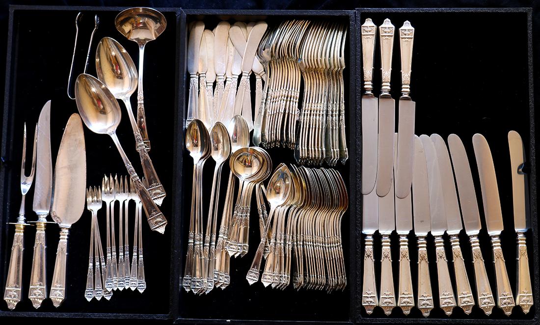 Gorham sterling silver flatware service for twelve in (1 of 2)