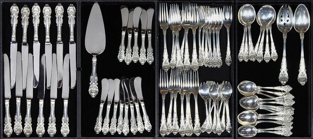 Wallace sterling silver flatware service for twelve in (1 of 4)