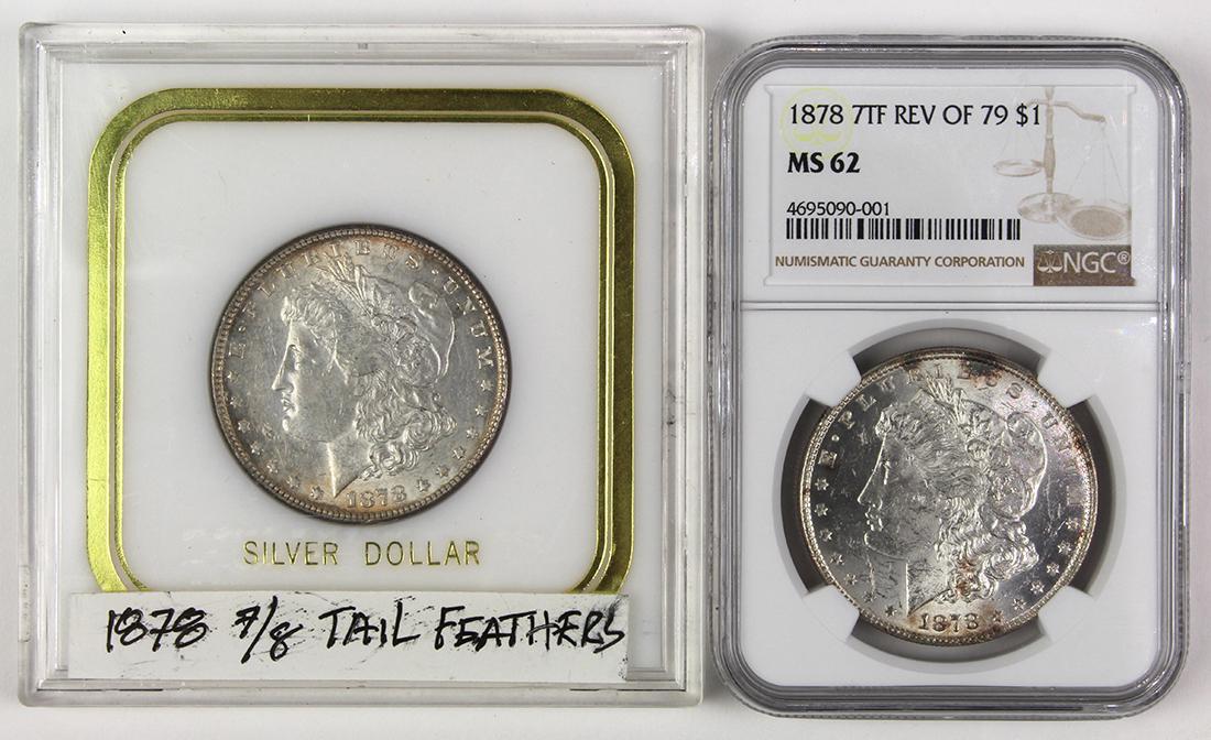 Morgan silver dollars, consisting of an 1878 7TF (1 of 2)