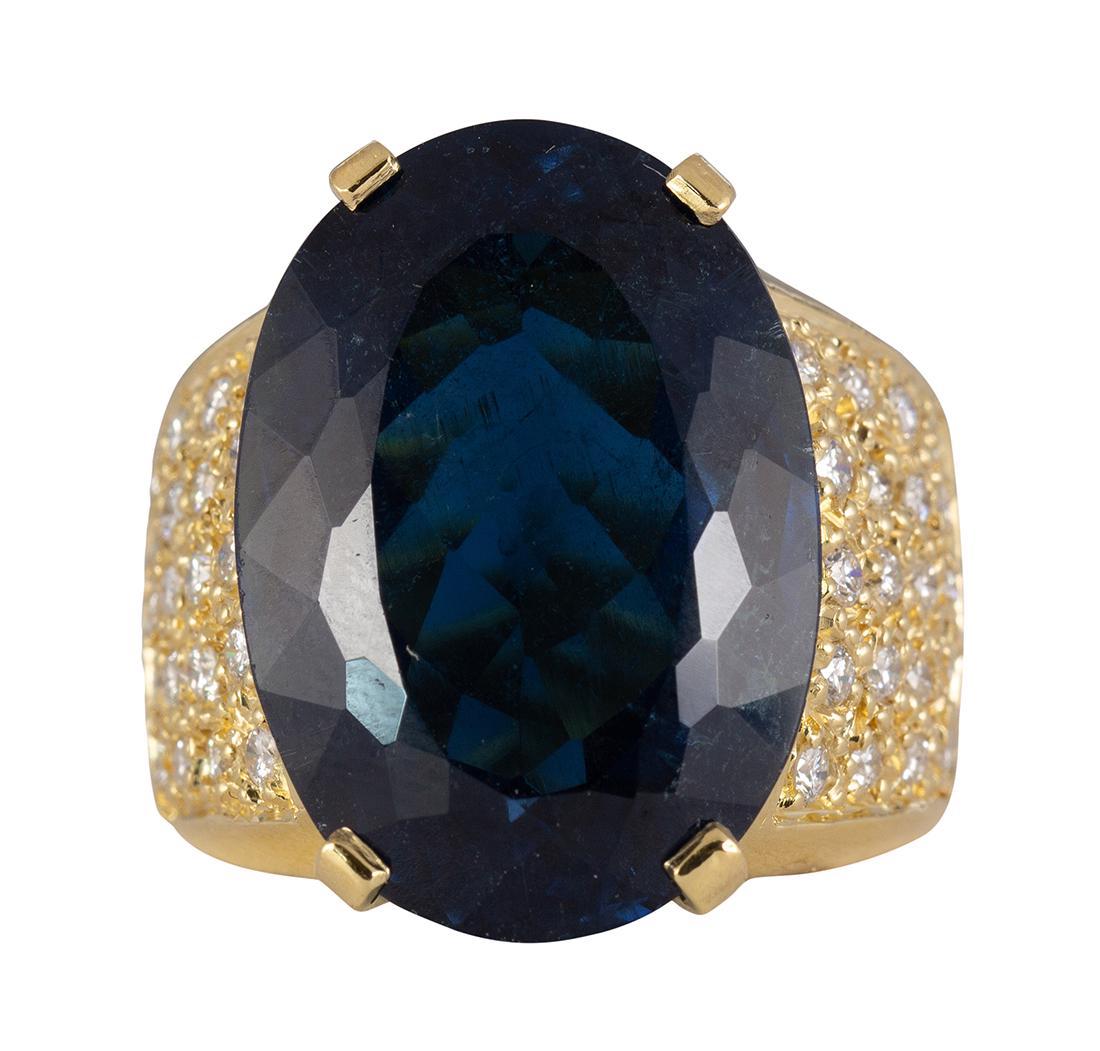 Tourmaline, diamond and 18k yellow gold ring (1 of 5)