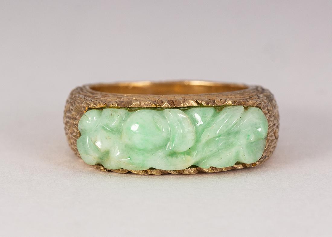 Jadeite and 14k yellow gold ring (1 of 5)