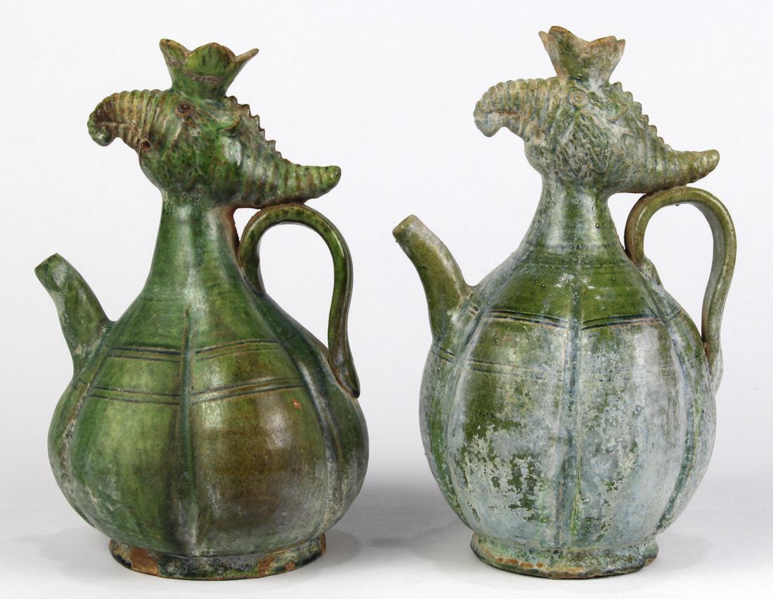 Chinese Liao Green Glazed Bird's Head Ewers (1 of 5)