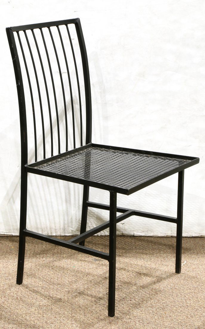 Muriel Coleman iron chair: Muriel Coleman iron chair, with exanded metal seat having a tubular back, 33.5"h