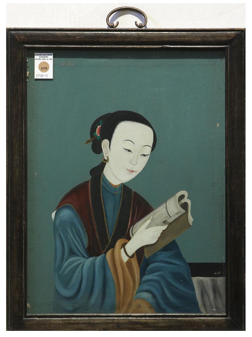 Chinese Export Painting, Oil on Canvas, Beauty (1 of 1)