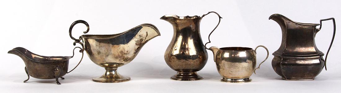 Assembled sterling silver pitcher group, 19th/20th (1 of 4)