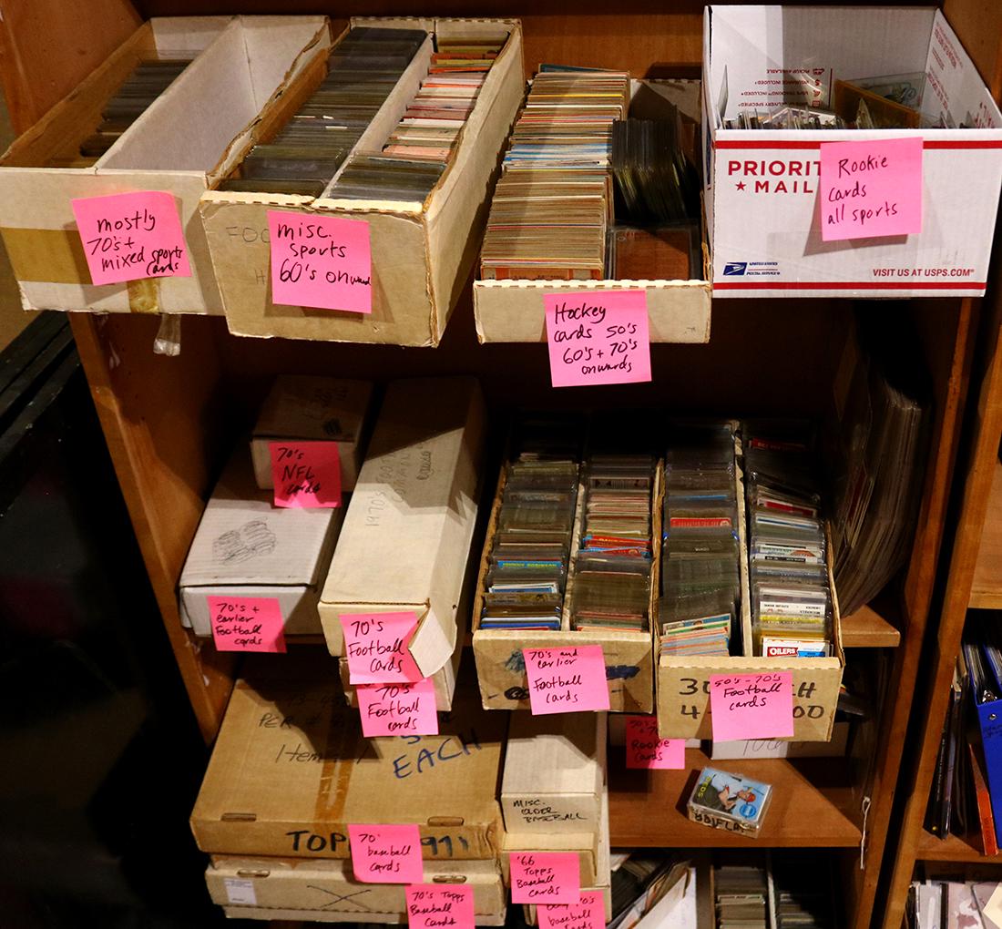 Three shelves of sports cards, 1950s-1970s, including (1 of 1)