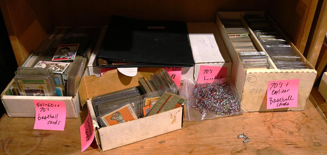 Two shelves of baseball cards, 1950s-1970s, including (1 of 1)